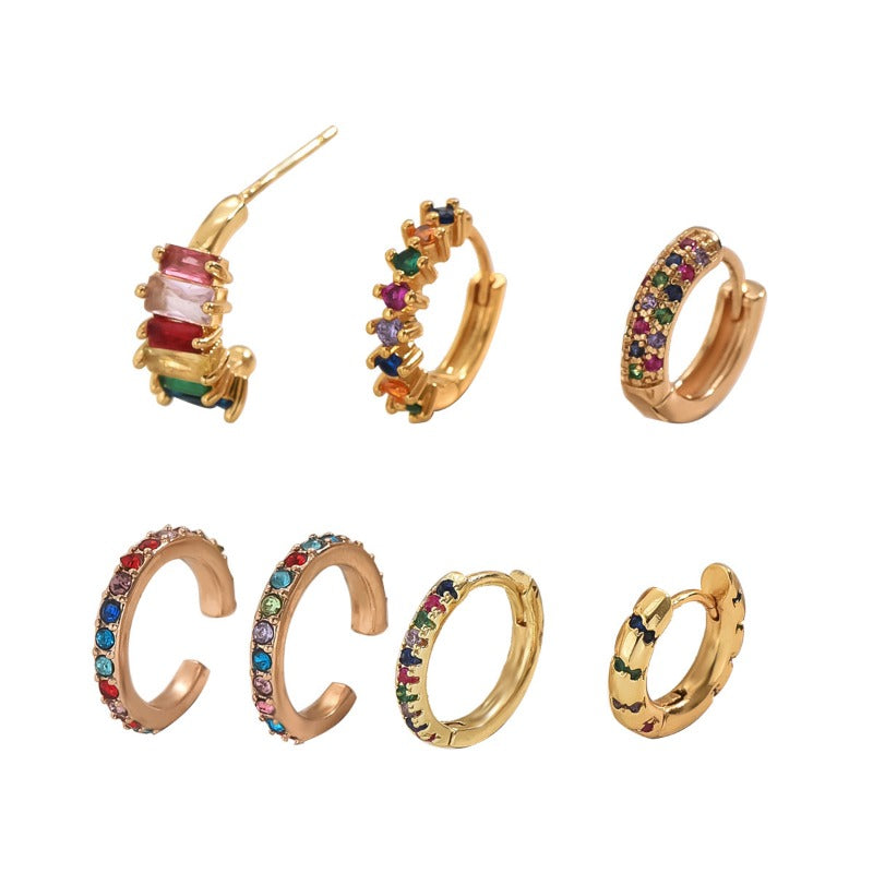 Wholesale Copper Plated Real Gold Niche Design Diamond Stud Earrings